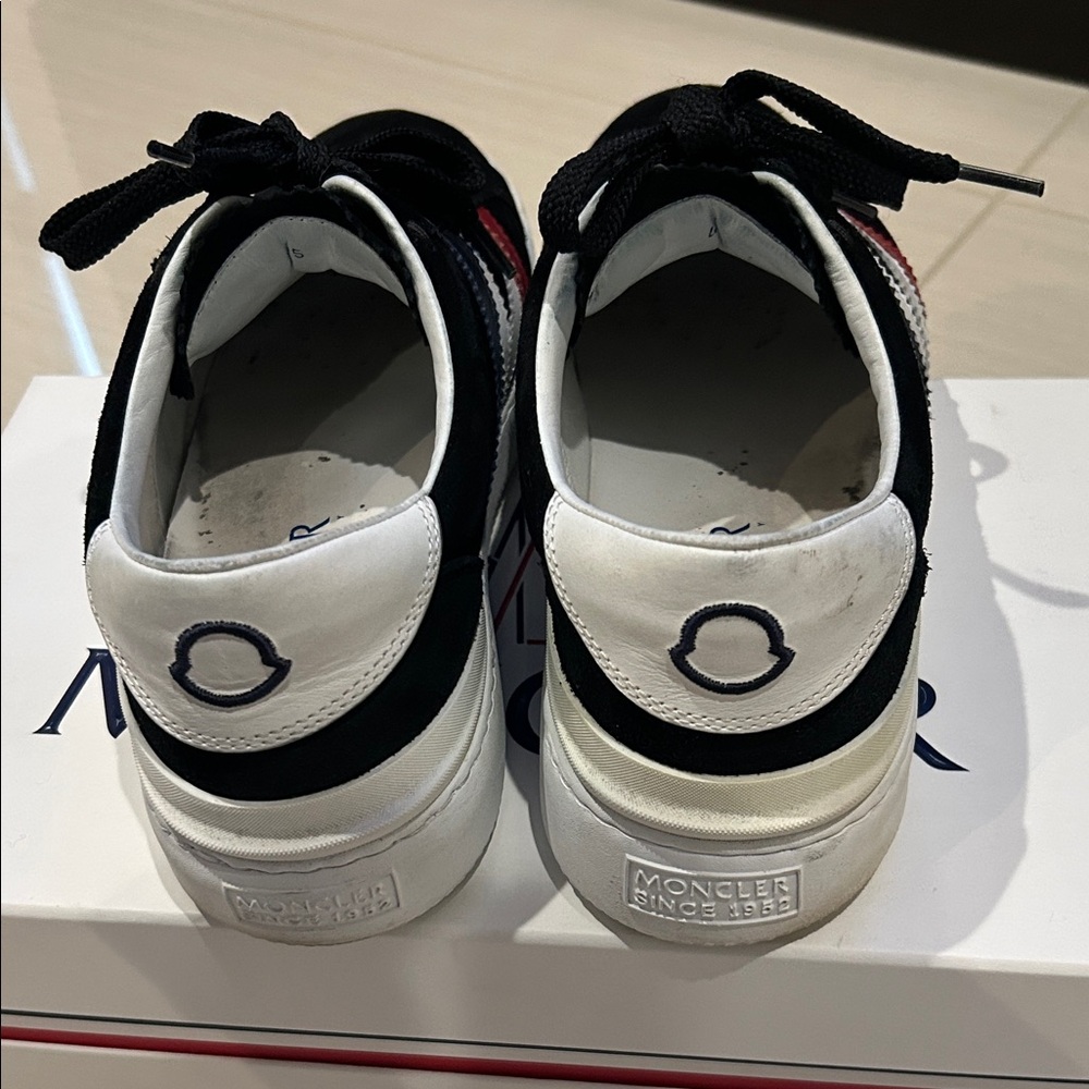 Moncler Men's Monaco Black Sneakers with Red and White Accents - Picture 2 of 3